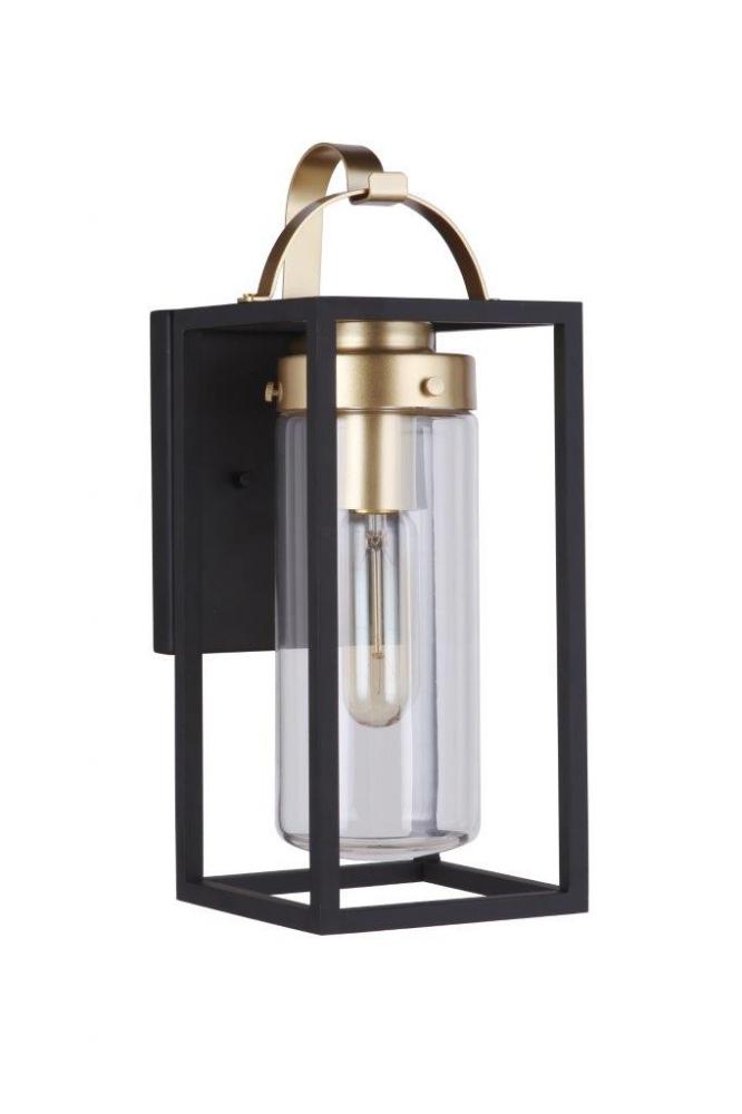 Neo 1 Light Small Outdoor Wall Lantern in Midnight/Satin Brass