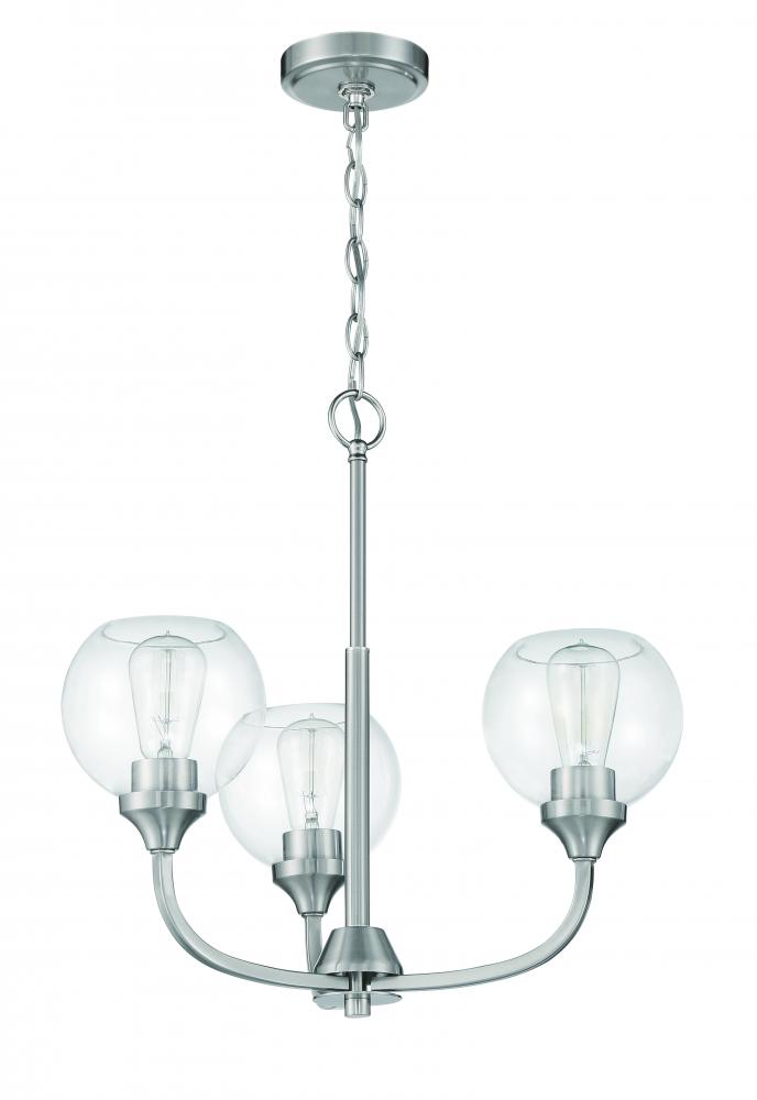 Glenda 3 Light Chandelier in Brushed Polished Nickel