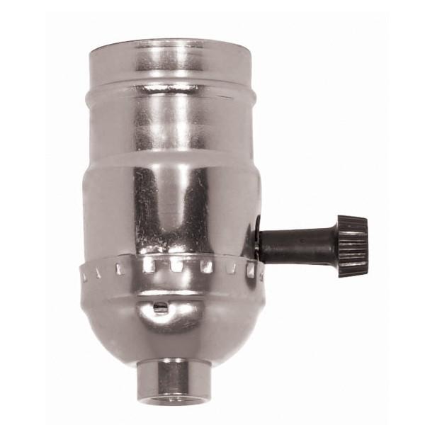 On-Off Turn Knob Socket With Removable Knob; 1/8 IPS; Nickel Finish; 250W; 250V; With Set Screw