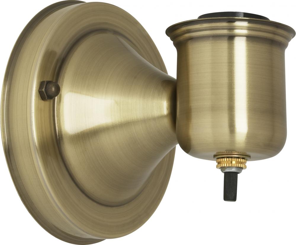 1-5/8&#34; Wired Wall Bracket With Bottom Turn Knob Switch; Antique Brass Finish; Includes Hardware;