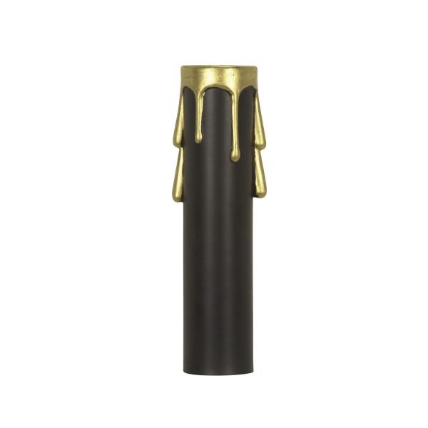 Plastic Drip Candle Cover; Black Plastic With Gold Drip; 13/16&#34; Inside Diameter; 7/8&#34;