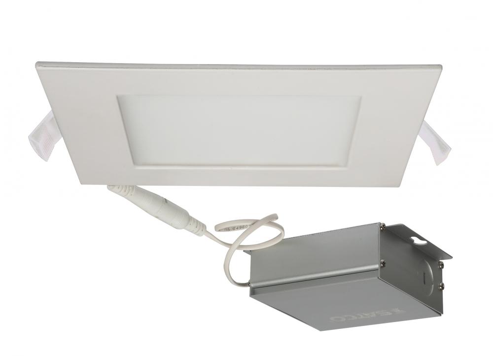12 watt LED Direct Wire Downlight; Edge-lit; 6 inch; 4000K; 120 volt; Dimmable; Square; Remote