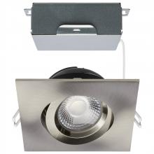 Satco Products Inc. S11623R1 - 12 Watt LED Direct Wire Downlight; Gimbaled; 4 Inch; CCT Selectable; Square; Remote Driver; Brushed