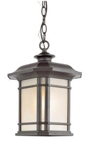 San Miguel Collection, Craftsman Style, Outdoor Hanging Pendant Lantern with Tea Stain Glass Windows