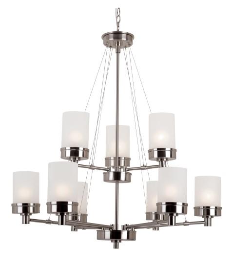 Fusion Collection, 9-Light Shaded 2-Tier Chandelier with Chain