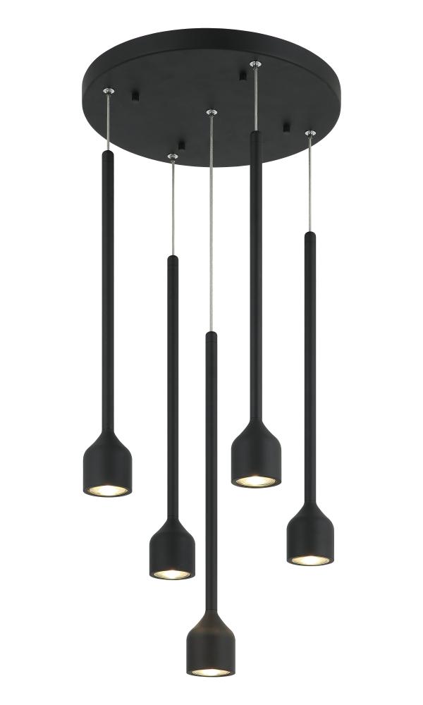 5 LT &#34;LUMENAGIO&#34; MATTE BLACK LED GU 10W PENDANT