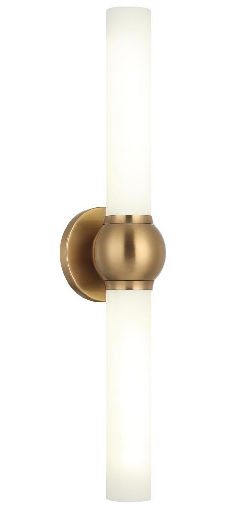 2 LT 25&#34;H &#34;PIERCE&#34; AGED GOLD WALL SCONCE