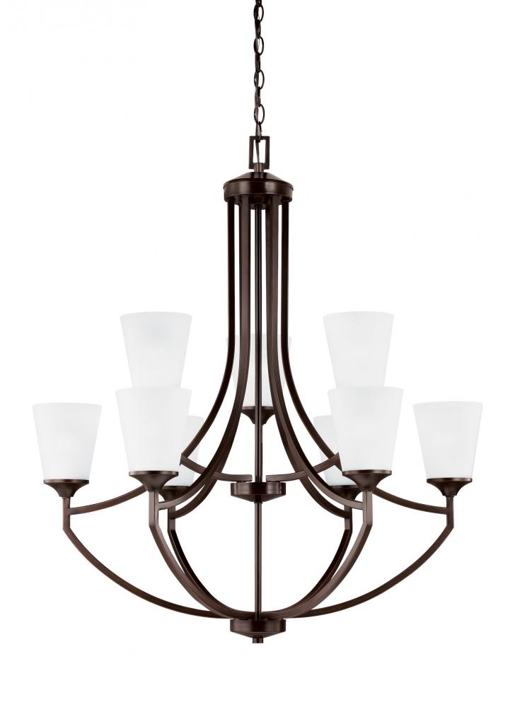 Hanford traditional 9-light indoor dimmable ceiling chandelier pendant light in bronze finish with s