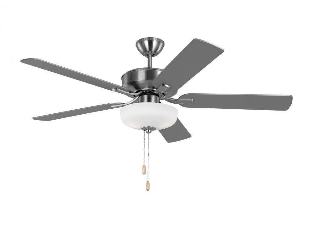 Linden 52&#39;&#39; traditional dimmable LED indoor brushed steel silver ceiling fan with light kit