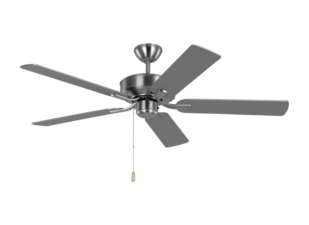 Linden 52&#39;&#39; traditional indoor brushed steel silver ceiling fan with reversible motor