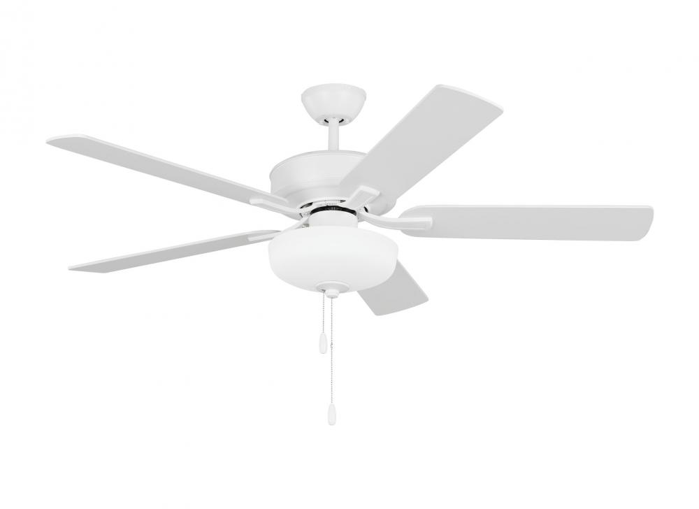 Linden 52&#39;&#39; traditional dimmable LED indoor matte white ceiling fan with light kit and rever