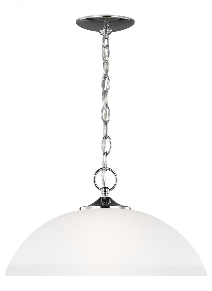 Geary transitional 1-light indoor dimmable ceiling hanging single pendant light in chrome silver fin