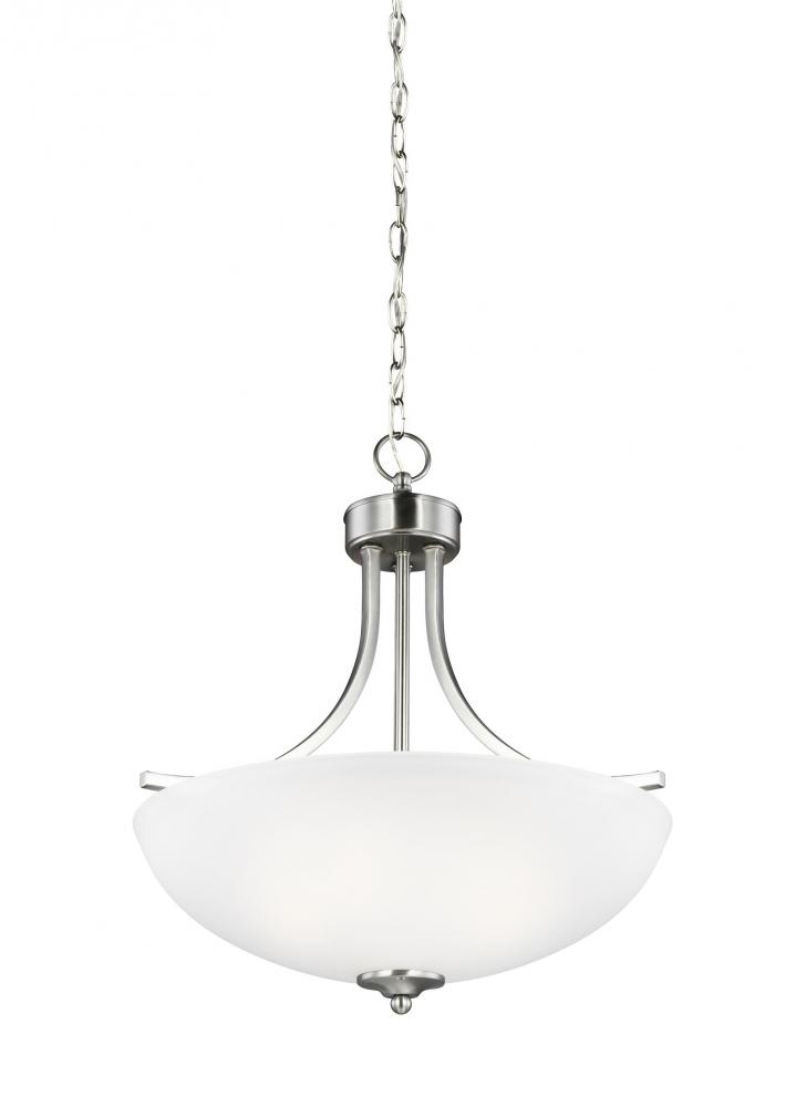 Geary transitional 3-light indoor dimmable ceiling pendant hanging chandelier pendant light in brush