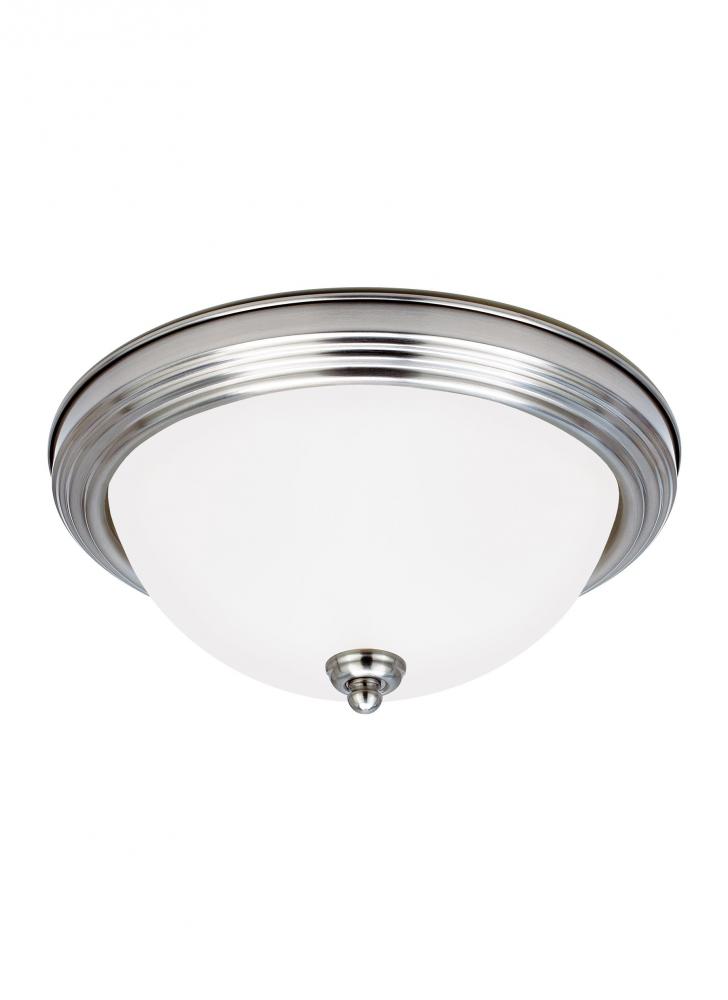Geary transitional 2-light LED indoor dimmable ceiling flush mount fixture in brushed nickel silver