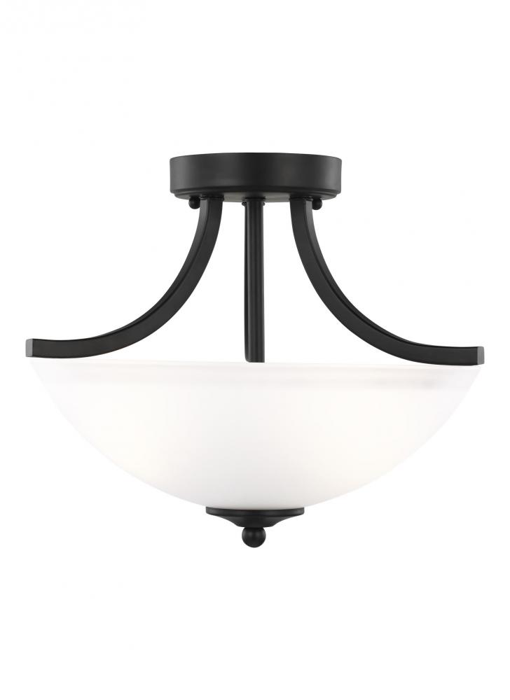 Geary transitional 2-light indoor dimmable ceiling flush mount fixture in midnight black finish with
