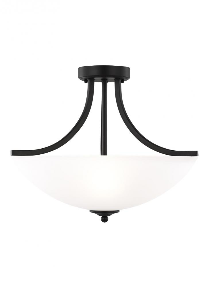 Geary transitional 3-light indoor dimmable ceiling flush mount fixture in midnight black finish with