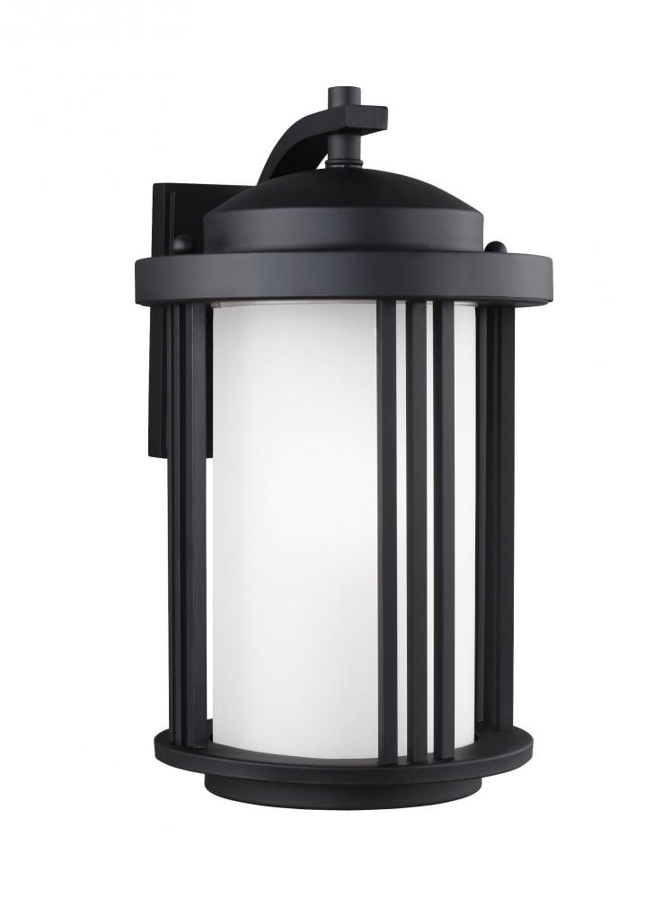 Crowell contemporary 1-light LED outdoor exterior medium wall lantern sconce in black finish with sa