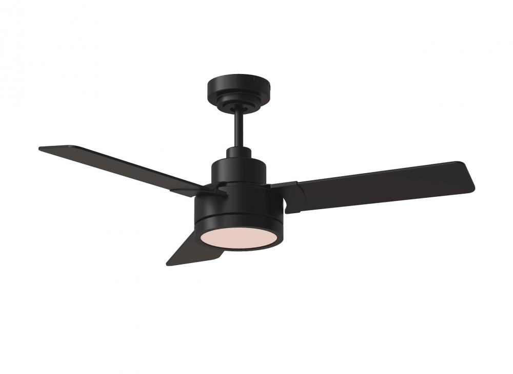 Jovie 44&#34; Dimmable Indoor/Outdoor Integrated LED Indoor Midnight Black Ceiling Fan with Light Ki