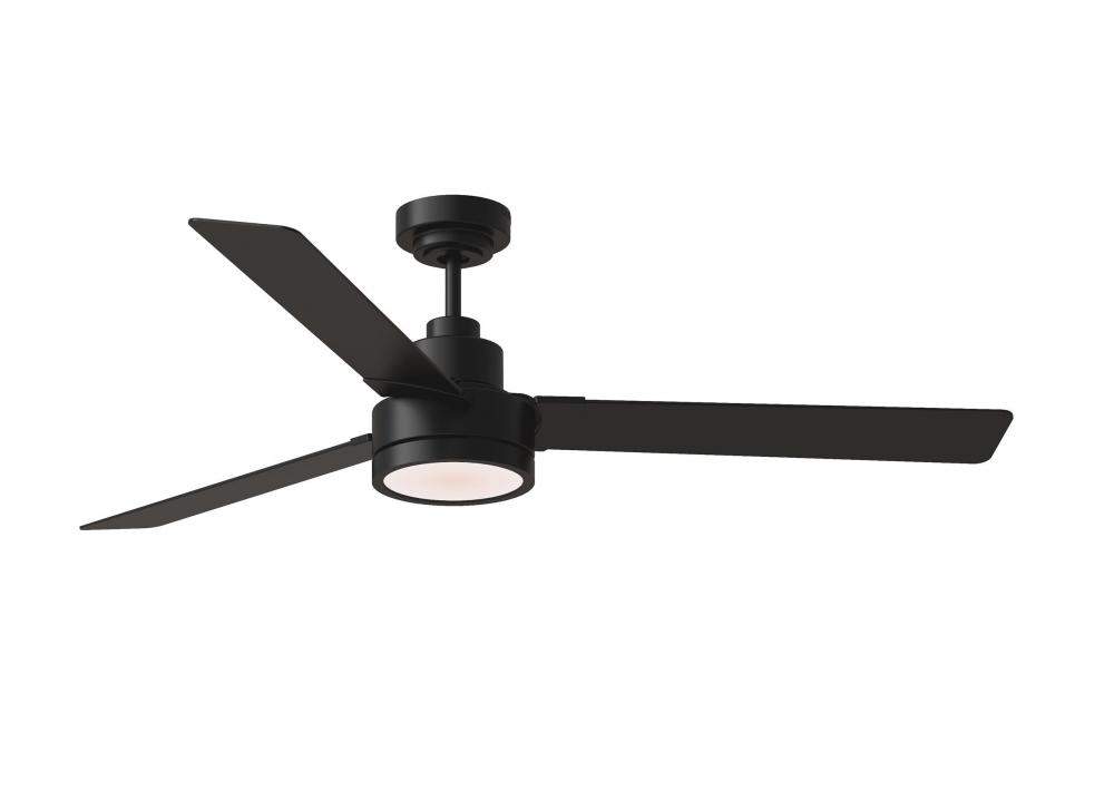Jovie 58&#34; Dimmable Indoor/Outdoor Integrated LED Midnight Black Ceiling Fan with Light Kit, Hand