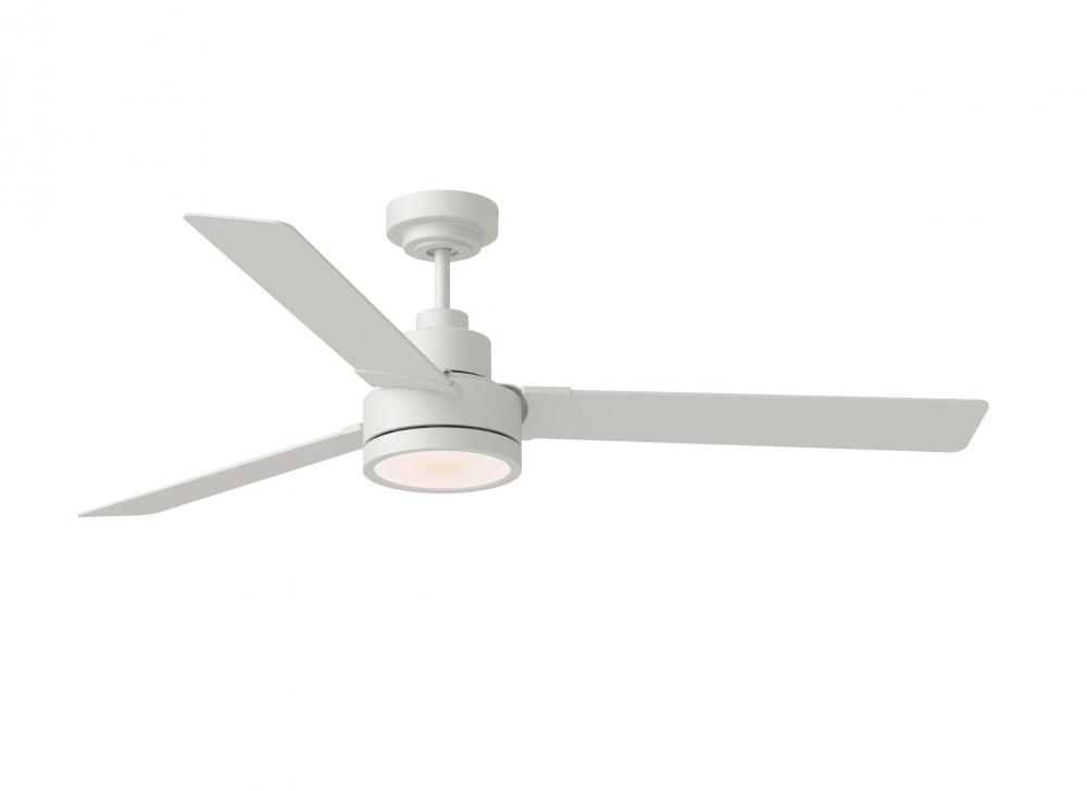 Jovie 58&#34; Dimmable Indoor/Outdoor Integrated LED Matte White Ceiling Fan with Light Kit, Handhel