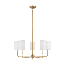 Generation Lighting 3109305EN-848 - Foxdale transitional 5-light LED indoor dimmable chandelier in satin brass gold finish with white li