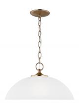 Generation Lighting 6516501EN3-848 - Geary traditional indoor dimmable LED 1-light pendant in satin brass with a satin etched glass shade