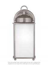 Generation Lighting 8593001-965 - New Castle traditional 1-light outdoor exterior large wall lantern sconce in antique brushed nickel