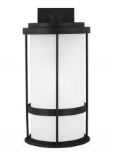 Generation Lighting 8790901D-12 - Wilburn modern 1-light outdoor exterior Dark Sky compliant large wall lantern sconce in black finish