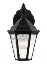 Generation Lighting 88937-12 - Bakersville traditional 1-light outdoor exterior small wall lantern sconce in black finish with clea