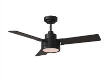 Generation Lighting 3JVR44MBKD - Jovie 44" Dimmable Indoor/Outdoor Integrated LED Indoor Midnight Black Ceiling Fan with Light Ki