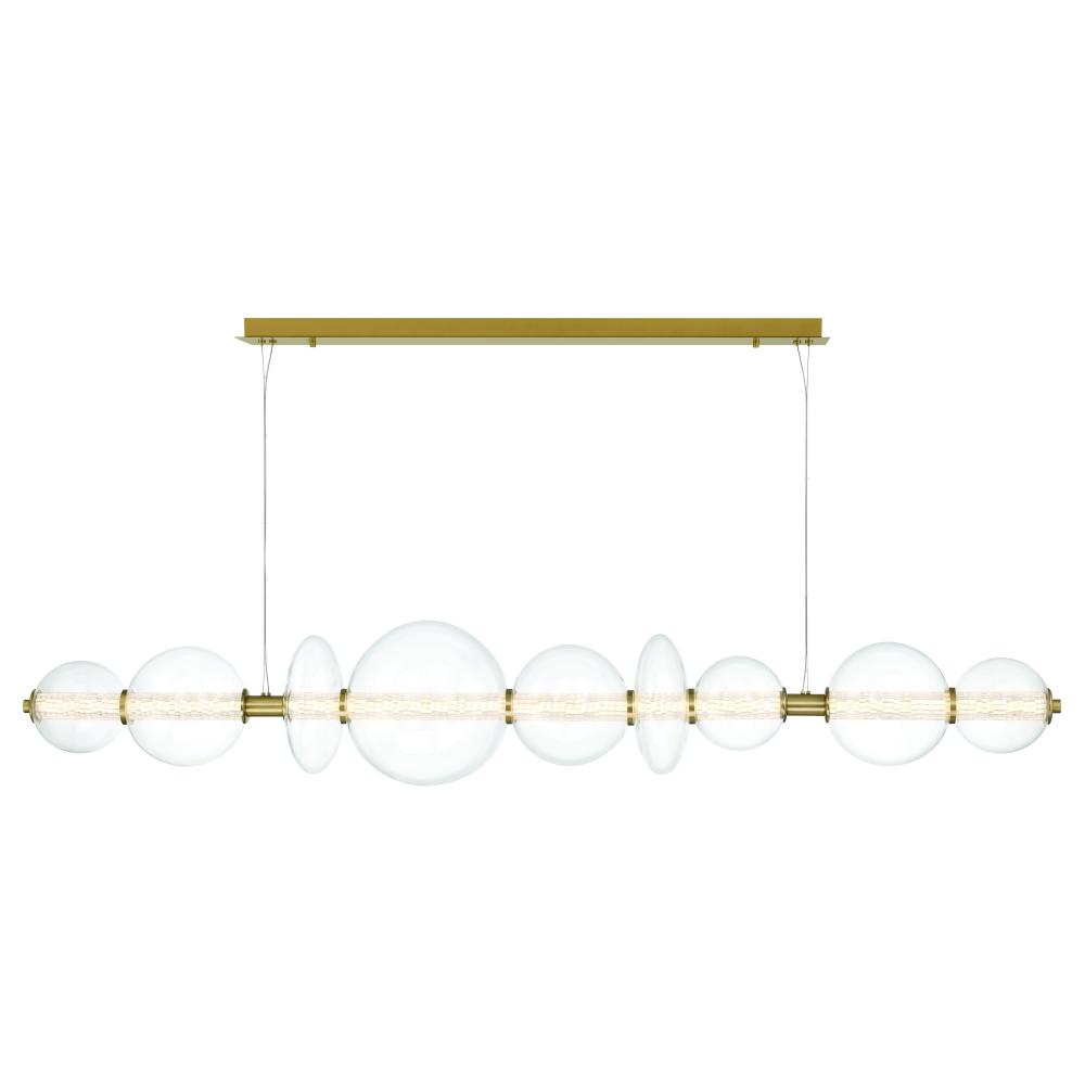 Atomo 74&#34; LED Chandelier In Gold With Clear Glass