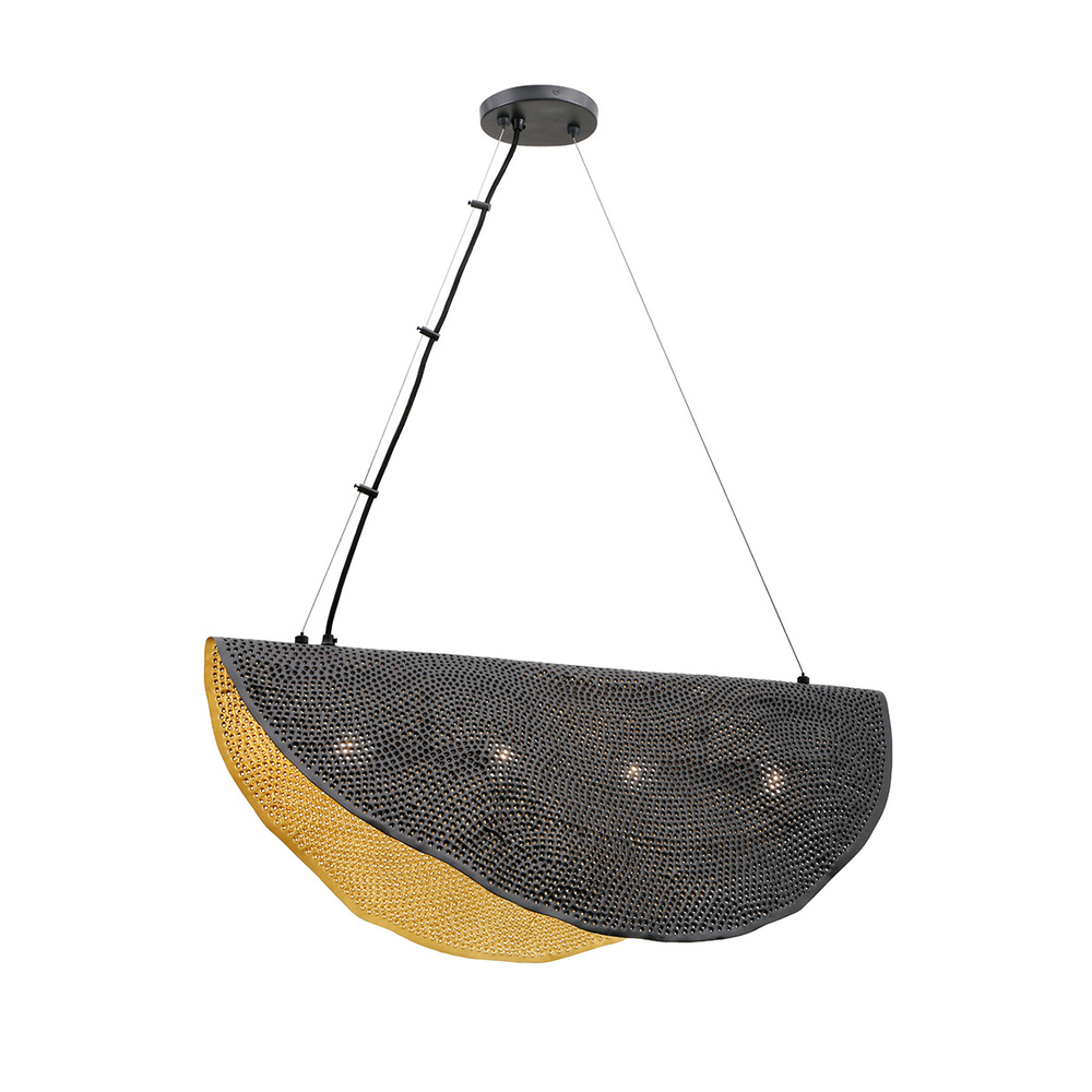 Lahar 4 Light Chandelier in Bronze and Gold