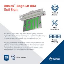 Acuity Brands BE W G UM M2 - BASICS™ Edge-Lit Exit Sign, AC and Nicad