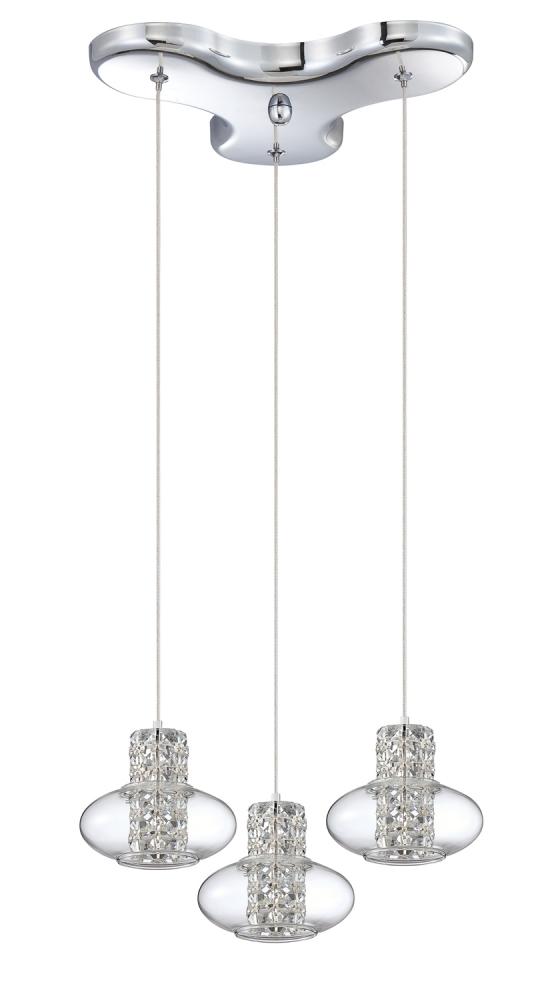 ARIA series 3-Light Chrome Pendant Pan