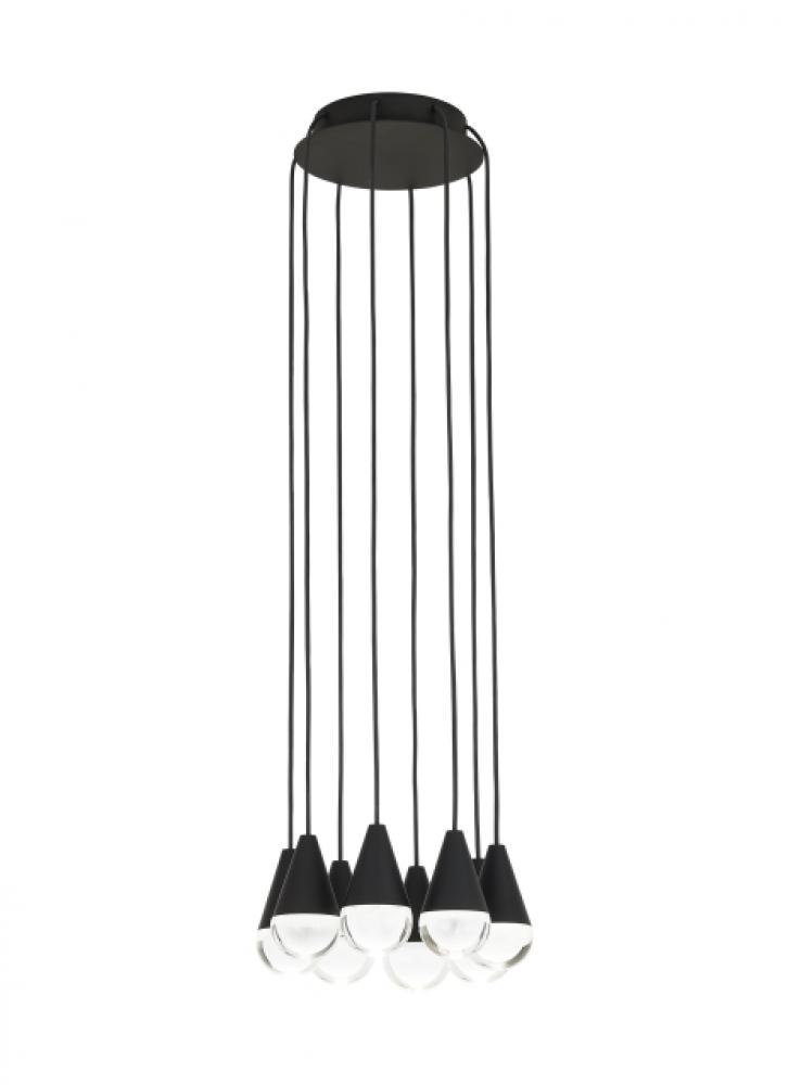 Modern Cupola dimmable LED 8-light Chandelier Ceiling Light in a Nightshade Black finish