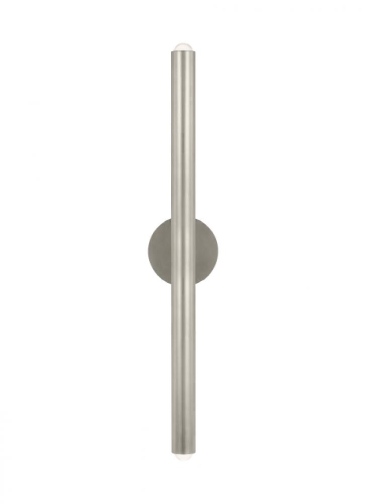 The Ebell Large Damp Rated 2-Light Integrated Dimmable LED Wall Sconce in Antique Nickel