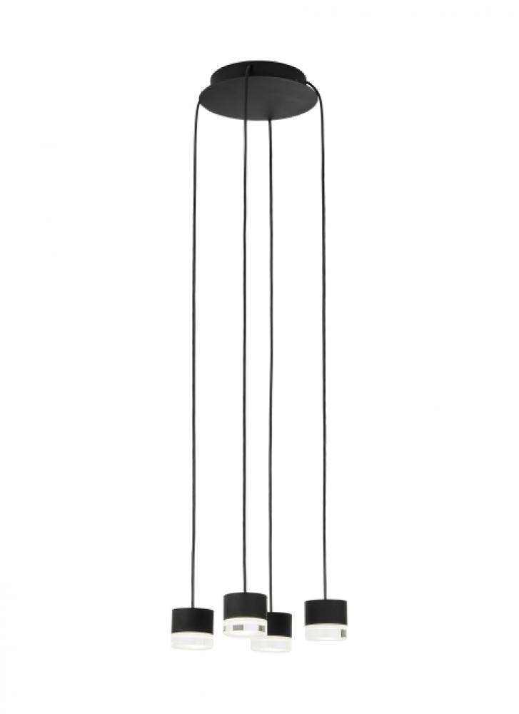 Modern Gable dimmable LED 4-light Ceiling Chandelier in a Nightshade Black finish