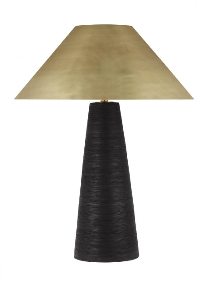 Modern Karam dimmable LED Large Table Lamp in a Natural Brass/Gold Colored finish