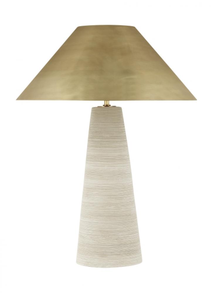 Modern Karam dimmable LED Medium Table Lamp in a Natural Brass/Gold Colored finish
