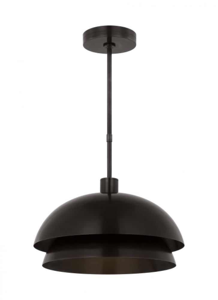 The Shanti Large 1-Light Damp Rated Integrated Dimmable LED Ceiling Pendant in Dark Bronze