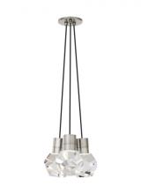 Visual Comfort & Co. Modern Collection 700TDKIRAP3BS-LEDWD - Modern Kira dimmable LED Ceiling Pendant Light in a Satin Nickel/Silver Colored finish