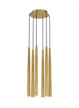 Visual Comfort & Co. Modern Collection 700TRSPPYL6RNB-LED930 - Modern Pylon dimmable LED 6 Light Ceiling Chandelier in a Natural Brass/Gold Colored finish
