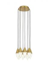Visual Comfort & Co. Modern Collection 700TRSPTRT8RNB-LED930 - Modern Turret dimmable LED 8-light Ceiling Chandelier in a Natural Brass/Gold Colored finish