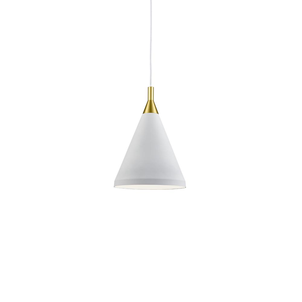 Dorothy 10-in White With Gold Detail 1 Light Pendant