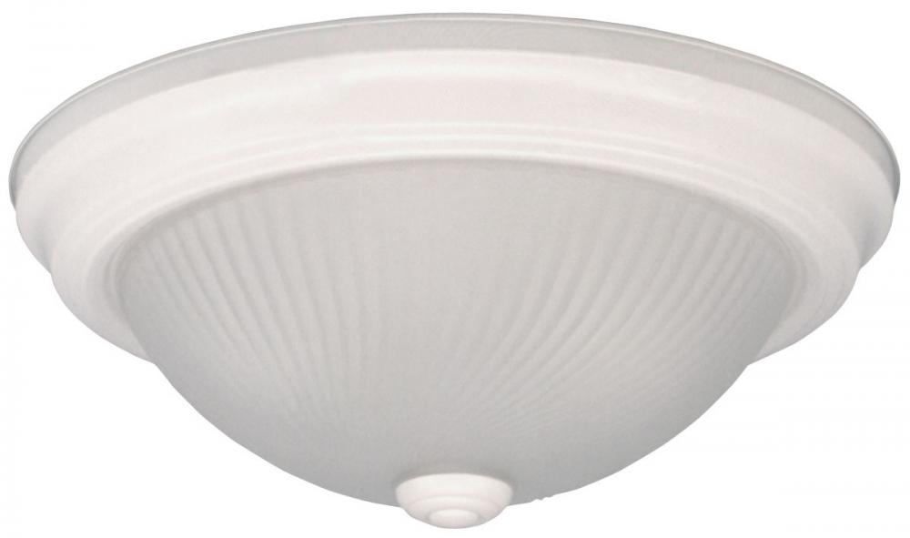 Fmount, 13&#34; 2 Bulb Flushmount, Frosted Swirl Glass, 60W Type A