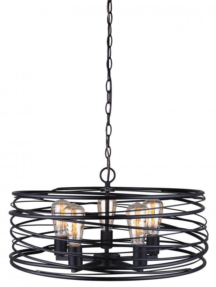 RYLAND, MBK Color, 5 Lt 22&#34; Wide Chain Pendant, 100W Type A, 22&#34; W x 11&#34; H