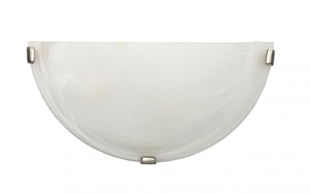 Wall , 1 Lt Wall Sconce, Alabaster Glass, 100W Type A, 12&#34; W x 6 1/4&#34; H x 3 3/4&#34; D