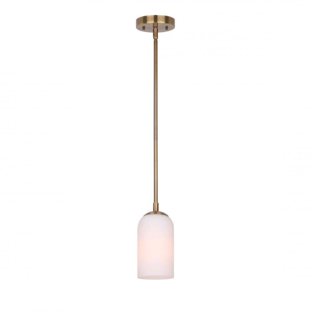 NOVALEE, IPL1130A01GD, 1 Lt Rod Pendant, Flat Opal Glass, 60W Type A, 4.75&#34; W x 10.5 - 58.5&#34;