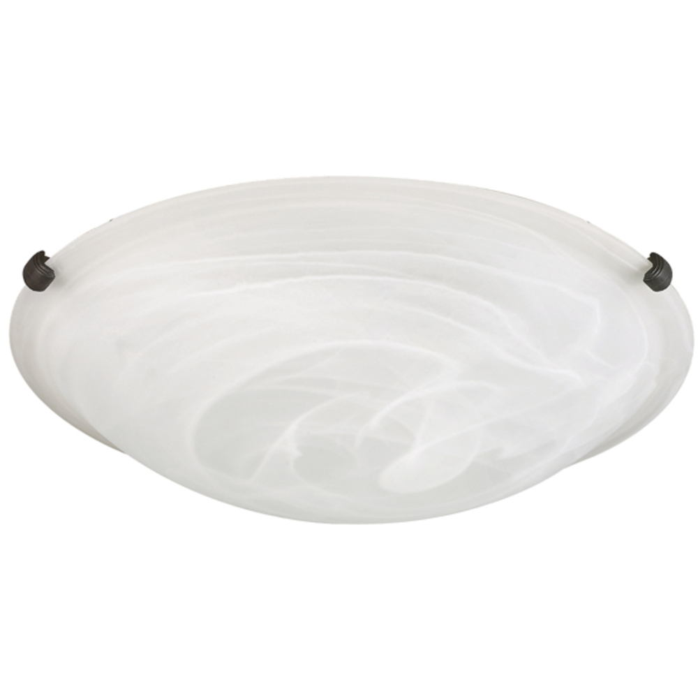 Fmount, 16&#34; 3 Bulb Clip Flushmount, Alabaster Glass, 60W Type A