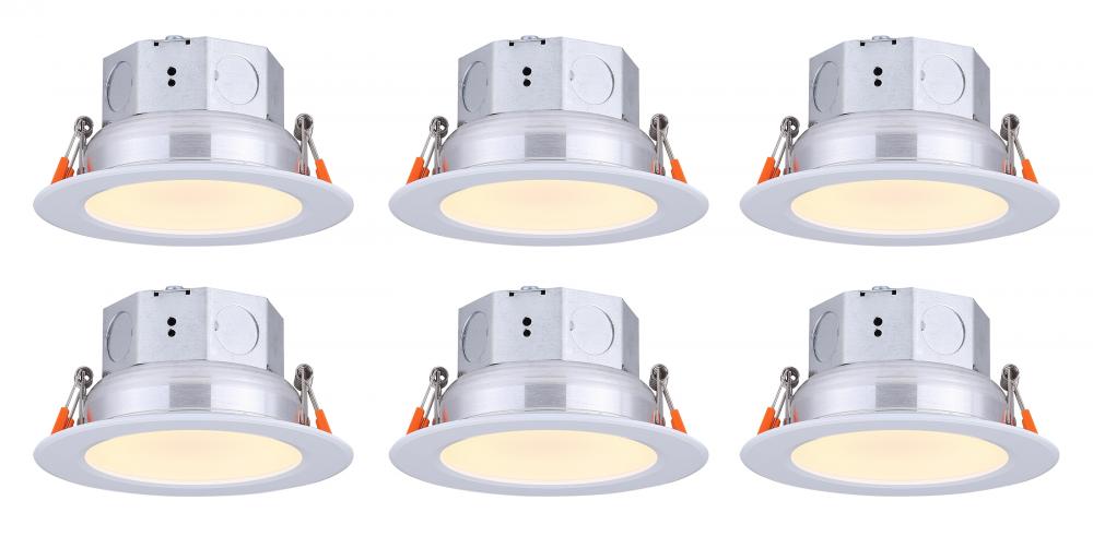 LED Recess Downlight, Spec. LED-SR4P-WT-HD, 4 IN White Color Trim, 10W Dimmable, 3000K, 580 Lumen